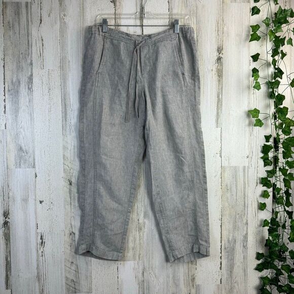J. Jill love linen gray elastic waist crinkle loose pants size S - Picture 1 of 7